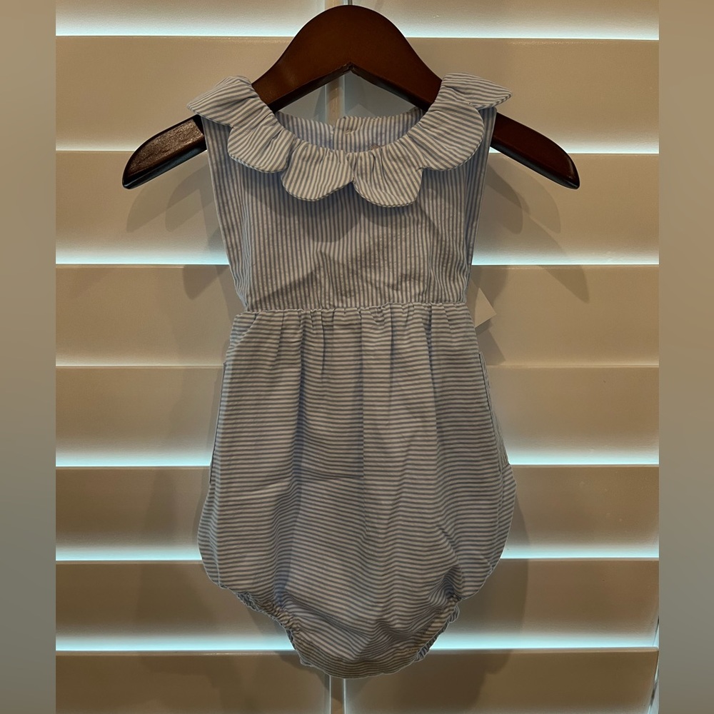 NWT - Sophie & Lucas blue and white striped bubble romper